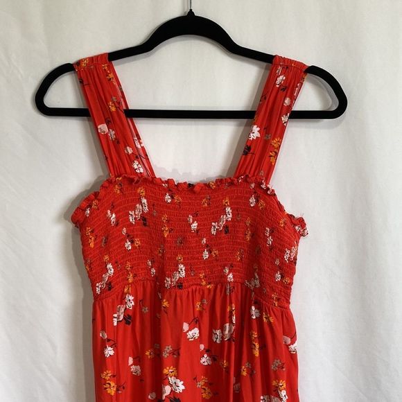 Isabel Maternity Red Floral Maxi Ruffle Dress Size Medium - Picture 5 of 9